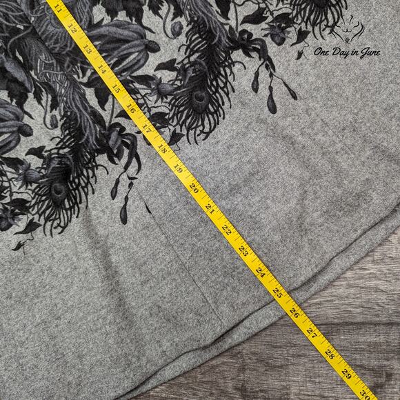 Talbots Charcoal A-Line Skirt with Black Botanical Pattern - Picture 4 of 5